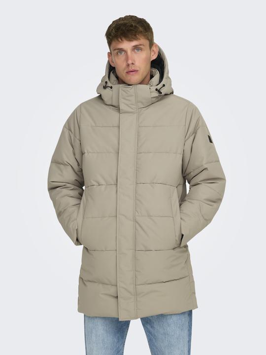 Produktbild Only & Sons Abnehmbare Kapuze Gerippte Ärmelbündchen Mantel Daunenjacke (L)