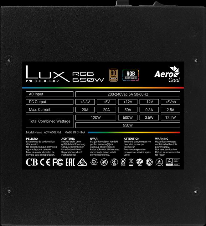 Actual product image AeroCool Lux RGB (650 W)