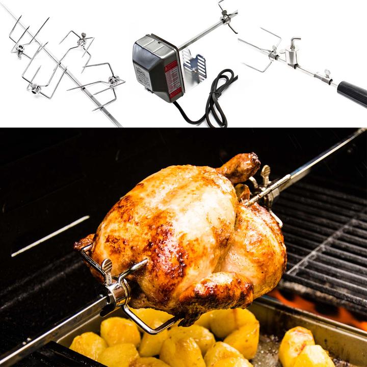 Image du produit Wiltec BBQ Broche de barbecue en acier inoxydable 110cm Poids d'équilibre Broche tournante Schaschlik