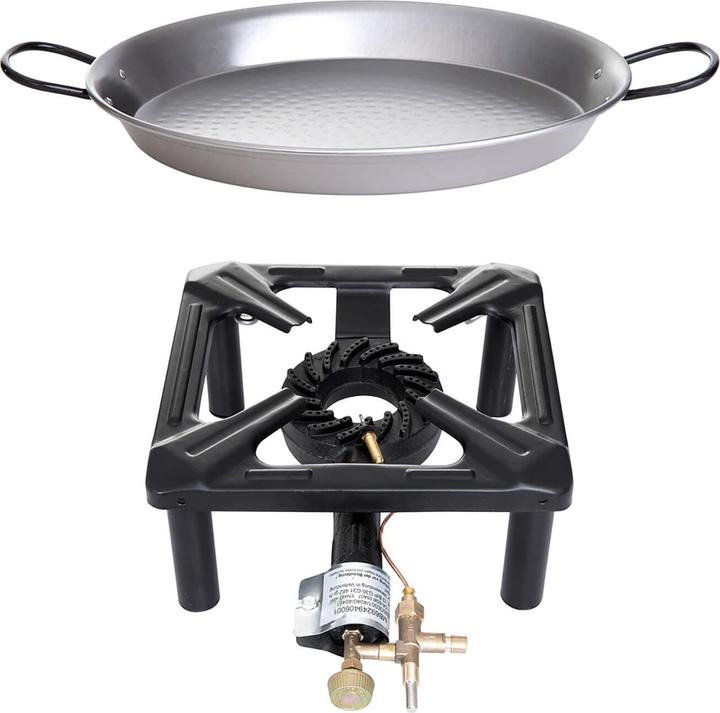 Produktbild Paella World Hockerkocher-Set (klein) mit Paella Pfanne Stahl Ø 32 cm - mit Zündsicherung