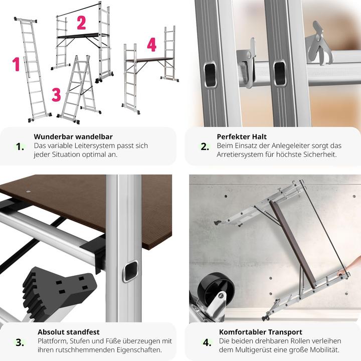 Produktbild tectake Mehrzweckleiter (Plattformleiter, 160 cm)