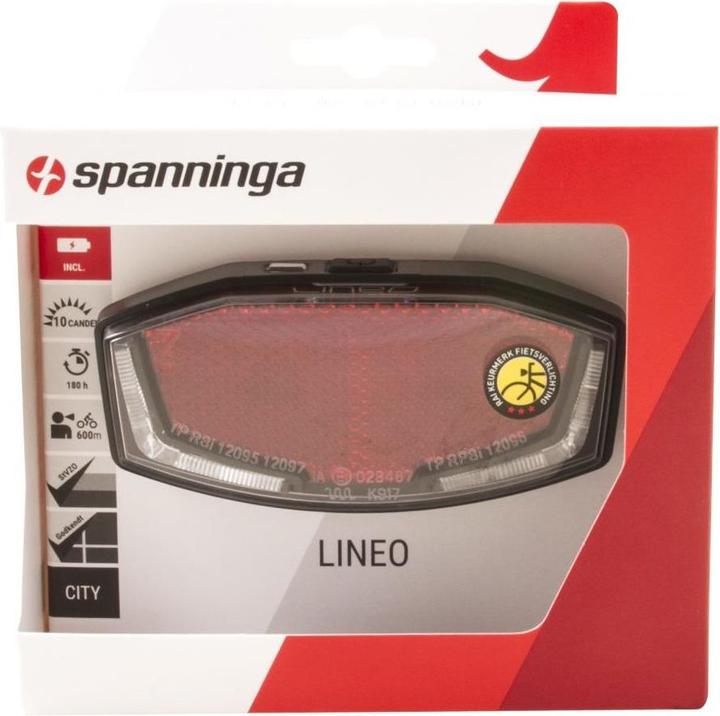 Actual product image Spanninga Lineo XBA Battery Rear Light StVZO