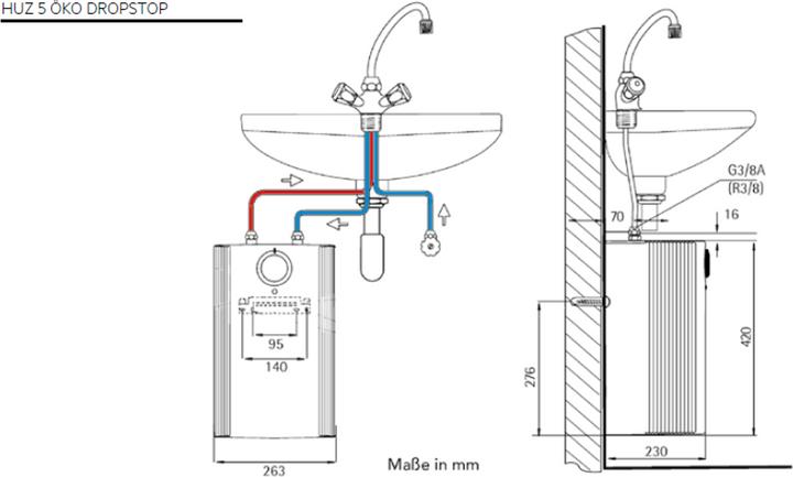 Productafbeelding AEG Haustechnik Drukloze boiler HUZ 5 Öko DropStop, 5-liter onderbouwboiler, met ThermoStop
