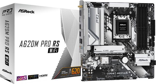 Actual product image AsRock MB AMD AM5 A620M PRO RS WiFi (AM5, AMD A620, mATX)