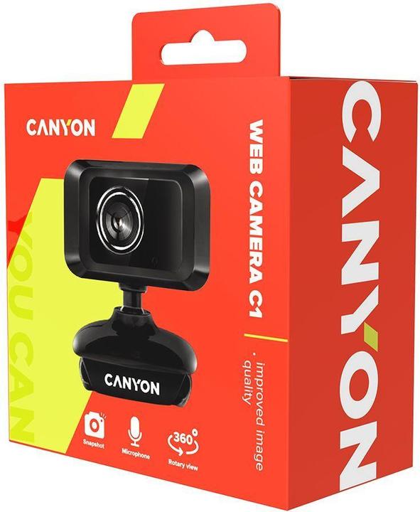 Actual product image Canyon CNE-CWC1 - 1.3 MP - 1600 x 1200 pixels - 30 fps - USB 2.0 - Black - Clip / Stick (1.30 Mpx)