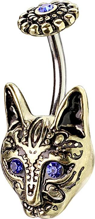 Star Piercing Banane vergoldet Tribal Katze (Messing, Chirurgenstahl 316L)