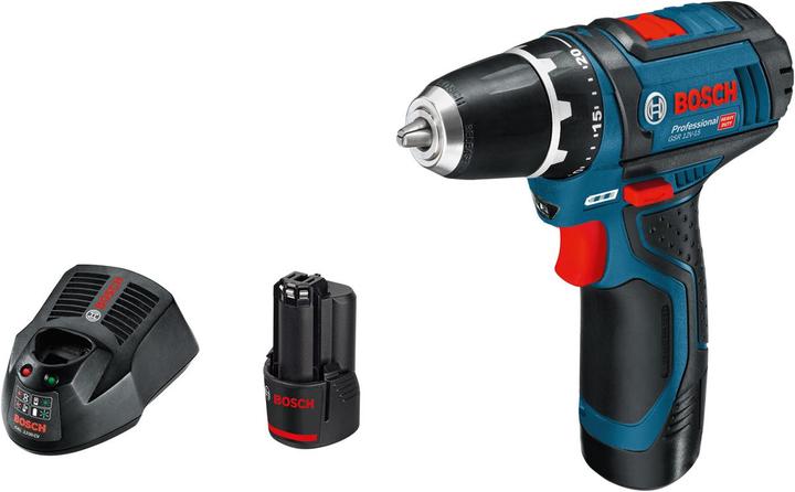 Bosch Professional GSR 12V-2-LI, 2 x 2Ah Akkus (Akkubetrieb)
