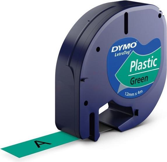 Actual product image Dymo Plastic Ribbon Black on Green (1.20 cm, Green, Black)