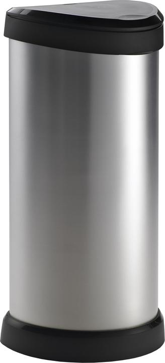 Curver DECOBIN Abfalleimer 40L mit Drücker silber metallic (40 l)