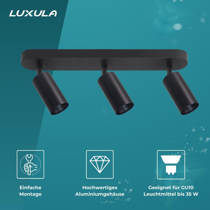 Produktbild Luxula Schwenkbarer LED Aufbauspot, 3-flammig, schwarz (GU10)