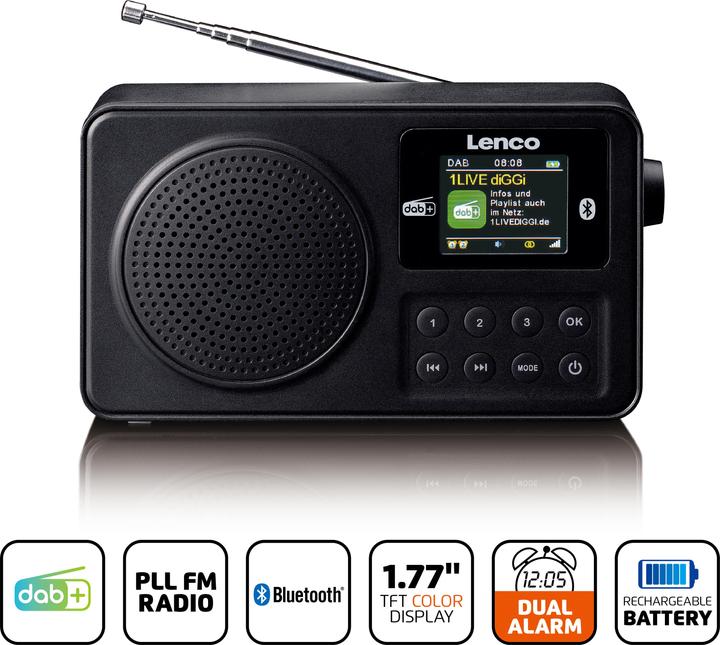 Actual product image Lenco PDR-033BK (FM, DAB+, Bluetooth)