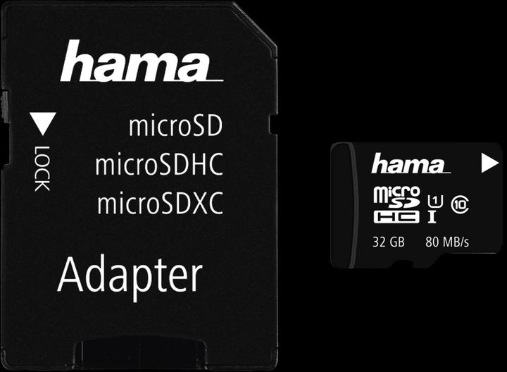Hama microSDHC 32GB + adaptateur/mobile (32 Go, microSDHC, U1, UHS-I)