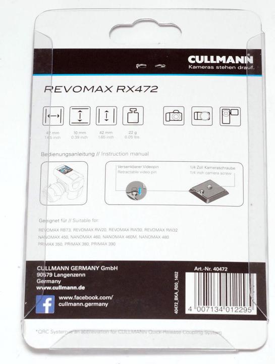 Produktbild Cullmann Revomax RX472 (Stativ Schnellwechselplatte)