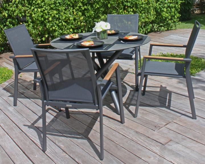 Image du produit Zebra Gamme de mobilier de jardin FLY FLY Fauteuil graphite avec accoudoirs en teck