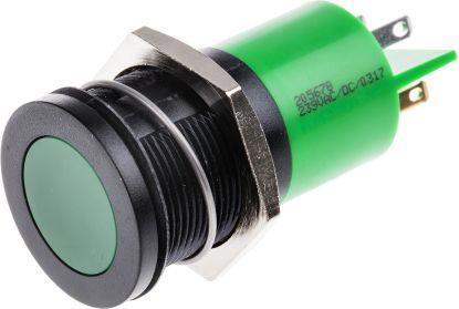 Produktbild RS PRO LED flach 22mm schwarz 230VAC grün