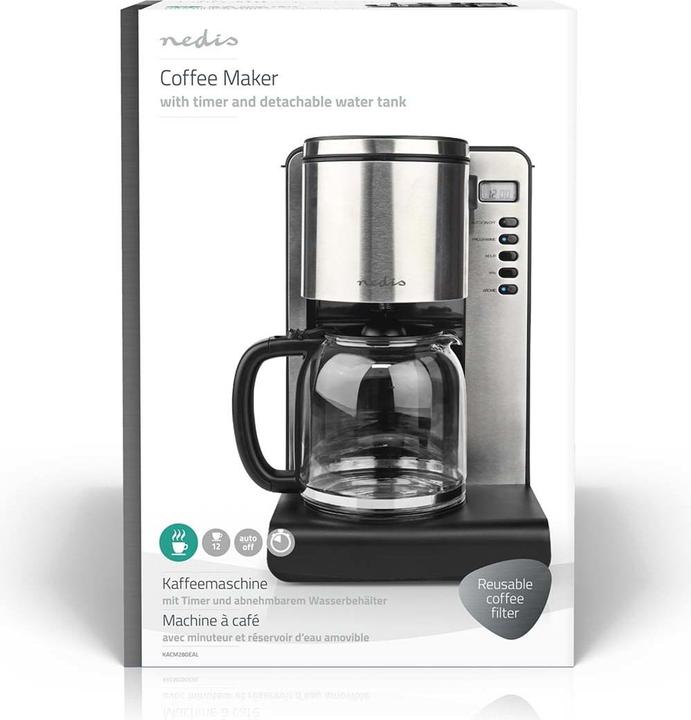 Image du produit Nedis Capacité maximale de la cafetière : 1,5 l Nombre de tasses simultanées : 12 Maintien au chaud