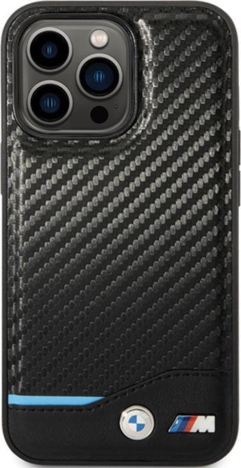 Actual product image BMW Case BMHCP13X22NBCK iPhone 13 Pro Max 6.7" czarny/black hardcase Leather Carbon (Apple iPhone 13 Pro Max)