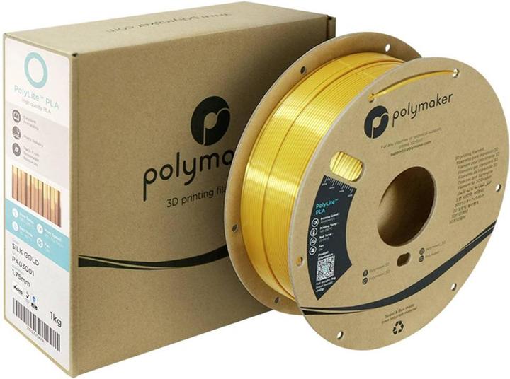 Actual product image Polymaker PolyLite PLA Silk Gold 1.75mm 1kg (PLA, 1.75 mm, 1000 g, Gold)