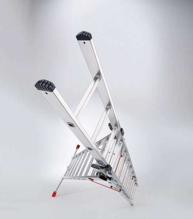Actual product image Hailo S100 ProfiLOT, aluminium combination ladder 3-section, 2x9 + 1x8 rungs (Stepladder, 19 cm)