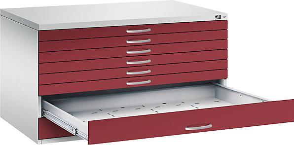 Produktbild C+P CP 7200 Planschrank lichtgrau, rubinrot 8 Schubladen 135,0 x 96,0 x 76,0 cm