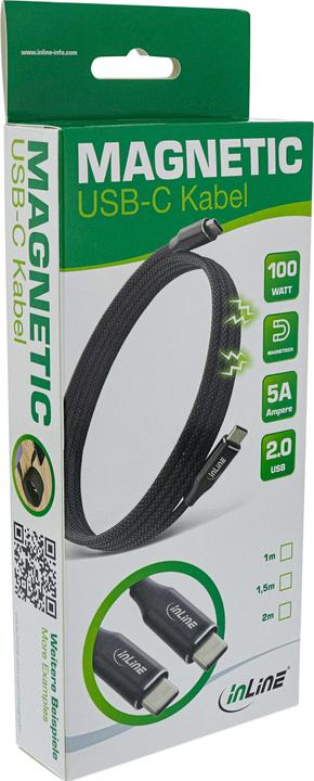 Actual product image InLine Magnetic USB-C cable (2 m, USB 2.0, 100 W)