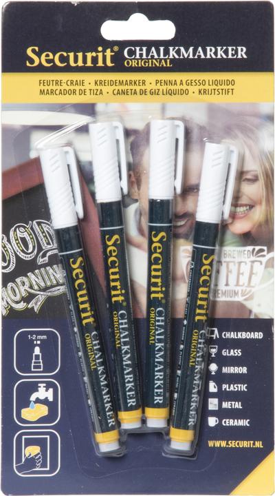 Securit Chalk Marker (White, 1 mm, 4 x)