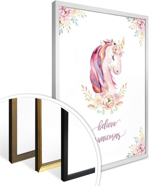 Produktbild Trenddeko Kvilis - Believe in Unicorns - Einhorn mit Blumen (50 x 60 cm)
