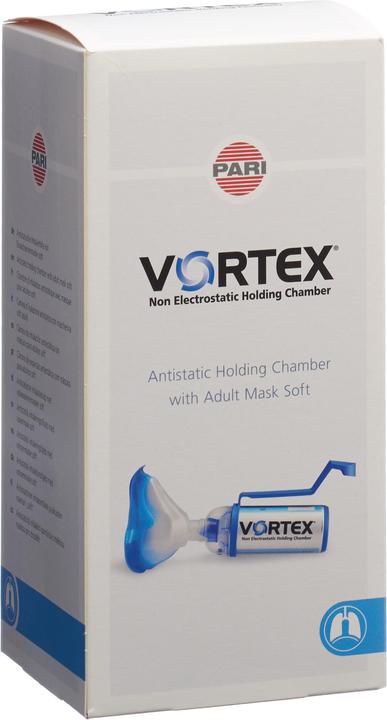 Actual product image PARI antistatic pre-chamber with soft adult mask and one-handed operating aid