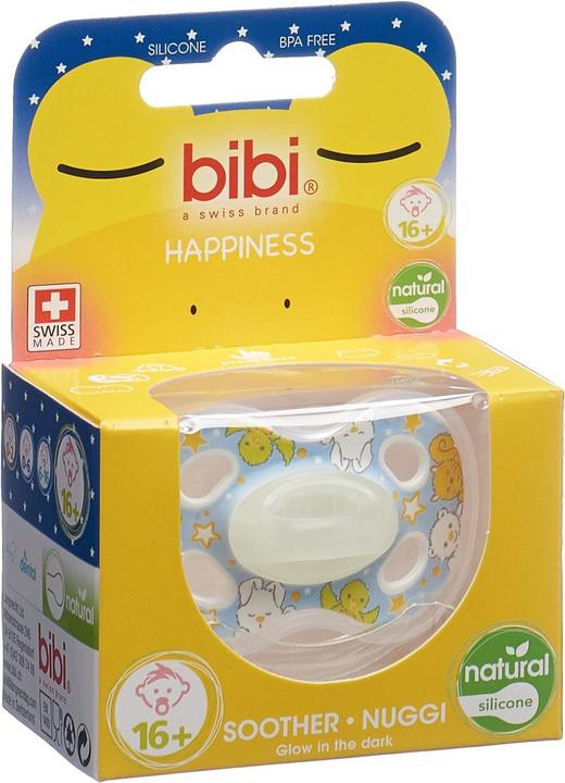 Produktbild bibi Nuggi Happiness Natural Silikon 16+ Glow in the Dark SV-A (1 x, ab 16 Monaten)