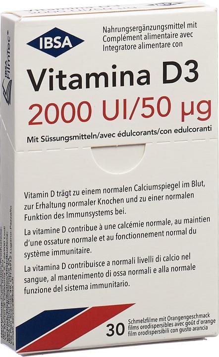 Vitamina D3 Film thermofusible 2000 U.I. 30 pièces (30 pièce(s), 27 g)