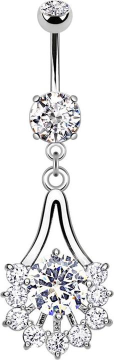 Star Piercing Banane silber mit Anhänger Tribal Tropfen mit Kristall (Messing, Chirurgenstahl 316L)