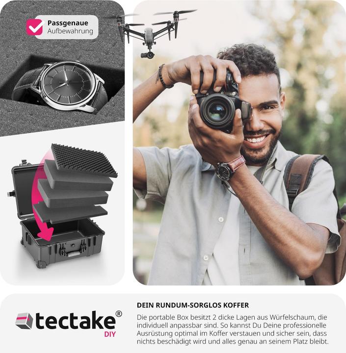 Produktbild tectake Transportkoffer rollbar mit Teleskopgriff (2 Teile)