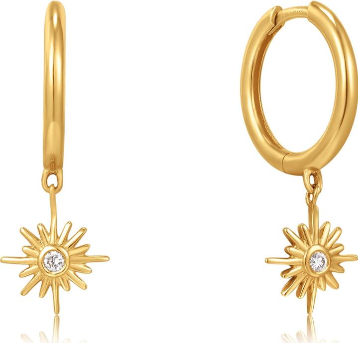 Image du produit Ania Haie Or 14kt Natural Diamond Sunburst Huggie Boucles d'oreilles (Or jaune 585)