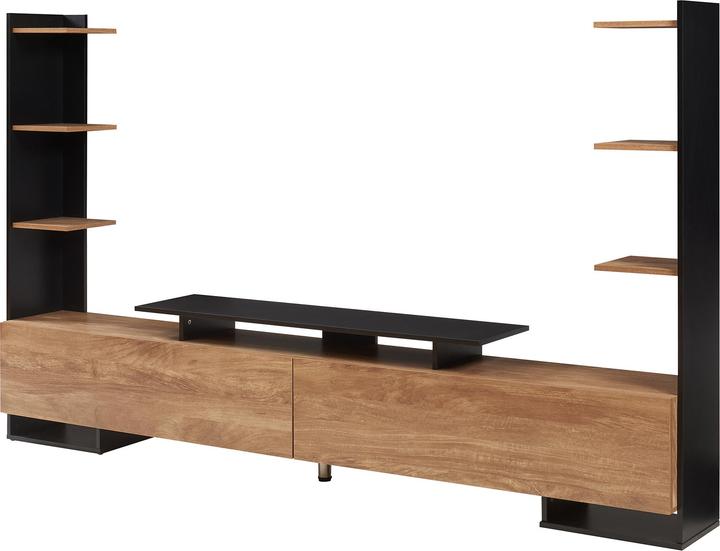 Actual product image En.Casa Fernsehschrank Rauki 233x31x141 cm Schwarz/Mango-Holzoptik