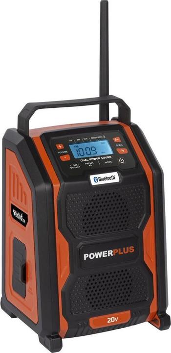 Actual product image Powerplus Dual Power Portable Site Radio 20V 220V - excl. battery and charger (Bluetooth)