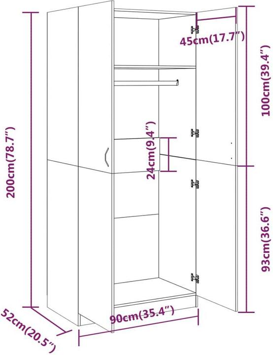 Actual product image VidaXL Aylmar (90 x 52 x 200 cm)