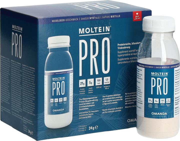 Moltein PRO 1.5 Heidelbeeren, 6 x 34 g (Heidelbeere, 6 x)