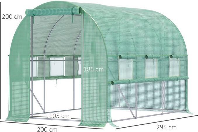 Produktbild Swisshandel24 Foliengewächshaus 2,95 x 2 x 2 m, 6 Fenster UV-Schutz Grün