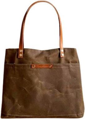 Only-Bags.Store Medium Waxed Canvas Tote - Wasserdichte Tote - Simply Tote Bag - braun