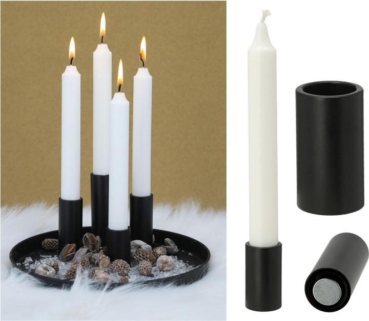Produktbild Novaliv 8x Kerzenhalter für Stabkerzen magentisch SCHWARZ 2,8x5cm Kerzenständer Magnet Tafelkerzen