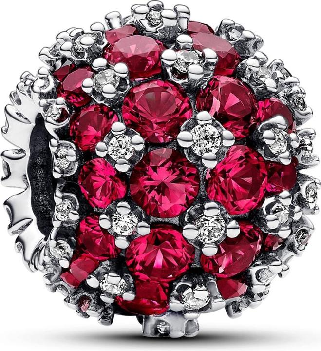 Pandora Funkelndes Rundes Rosafarbenes Pavé Charm (Silber 925)