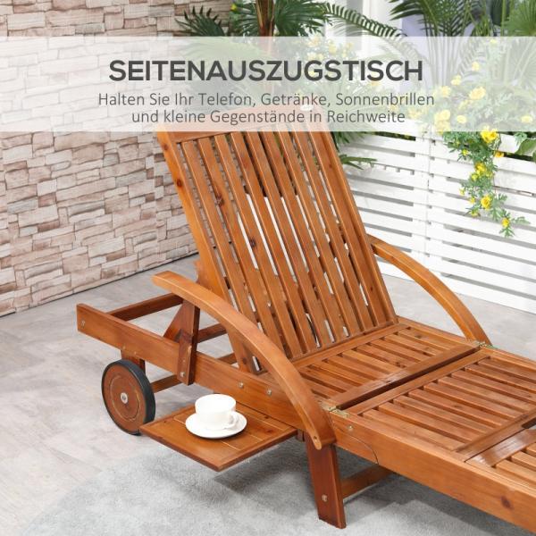 Produktbild Outsunny Klappbarer Gartenliegestuhl aus Tannenholz (195 cm)
