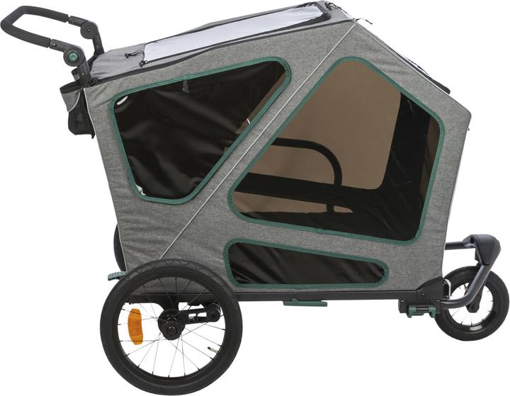 Actual product image Trixie Bicycle trailer M, 71×95×85/138 cm, grey/sage (Dog, Reflectors, Lockable)