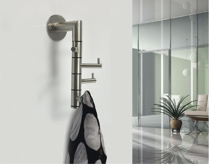 Produktbild Siro Wandgarderobe Kelvin 4 schwenkbare Haken, Höhe 208 mm,Edelstahl fein geschliffen