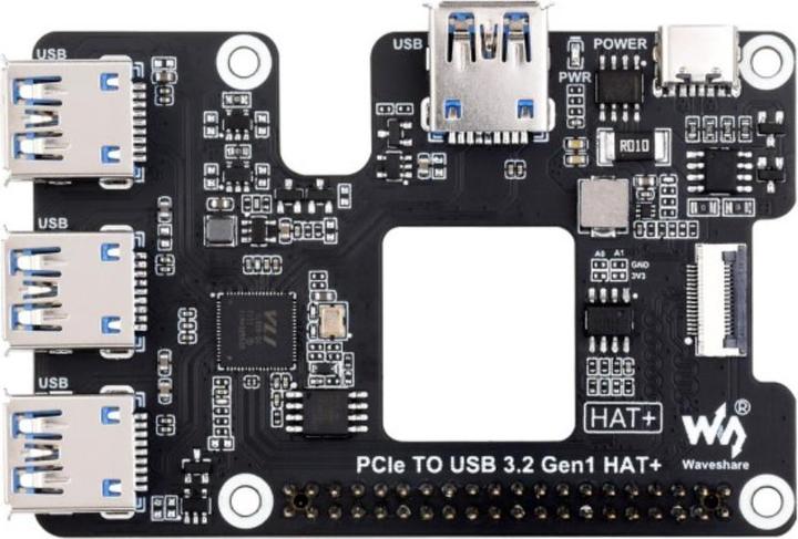 Image du produit WaveShare PCIe vers USB 3.2 HAT+ pour Raspberry Pi 5