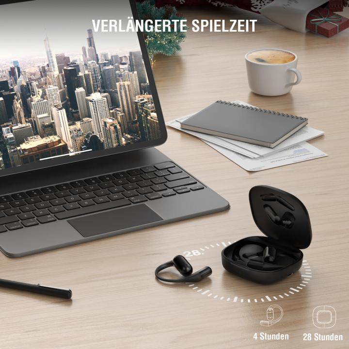 Produktbild 4smarts Open-Ear Bluetooth Kopfhörer SkyBuds AI Screen, Schwarz (28 h, Kabellos)