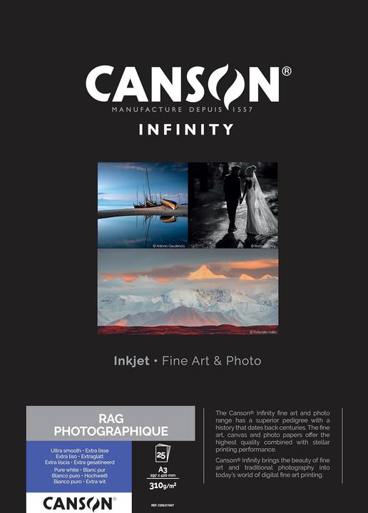 Produktbild Canson Infinity Photo Rag A3 310 g/m² 25 Blatt (310 g/m², A3, 25 x)