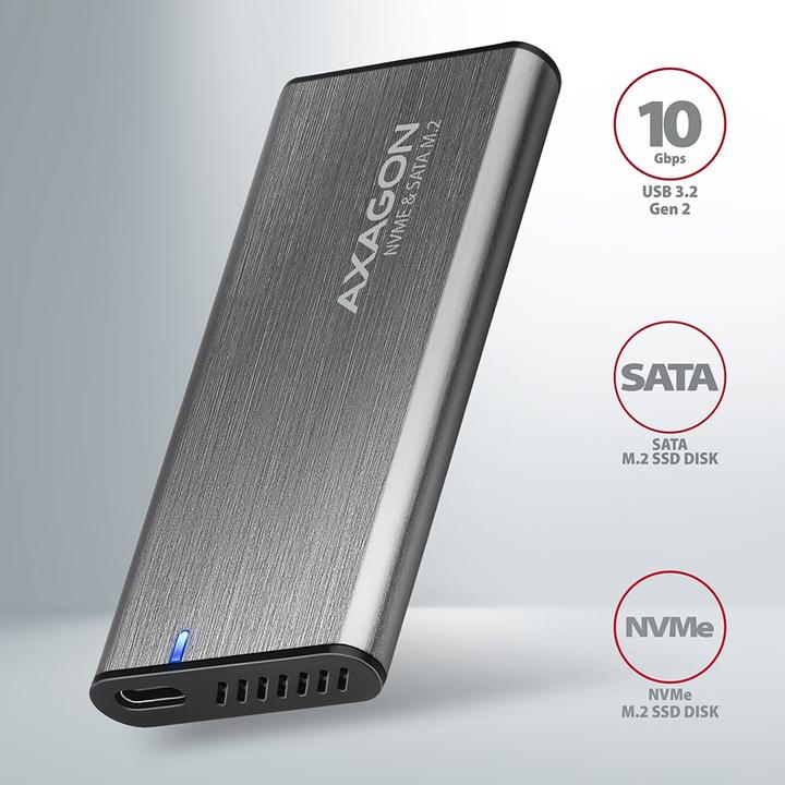 Produktbild Axagon EEM2-SG2 externes Gehäuse für M.2 SSDs USB-C 3.2 Gen 2 (M.2)