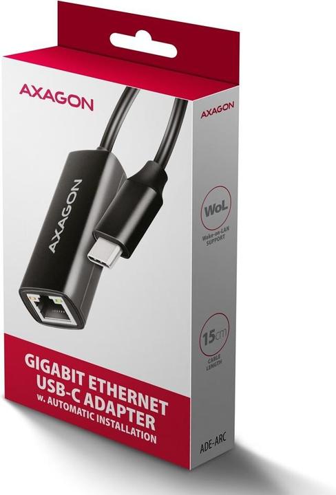Actual product image Axagon ADE-ARC, USB-C 3.2 Gen 1 - Gigabit Ethernet s????ov?? karta, Realtek 8153, auto instal (USB-C 3.2 Gen 1, RJ45 (1x))