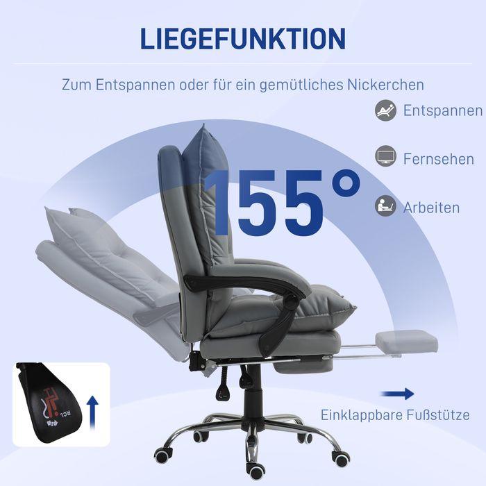 Immagine prodotto Swisshandel24 Bürostuhl mit Liegefunktion, ergonomisch Schreibtischstuhl Drehstuhl Dunkelgrau